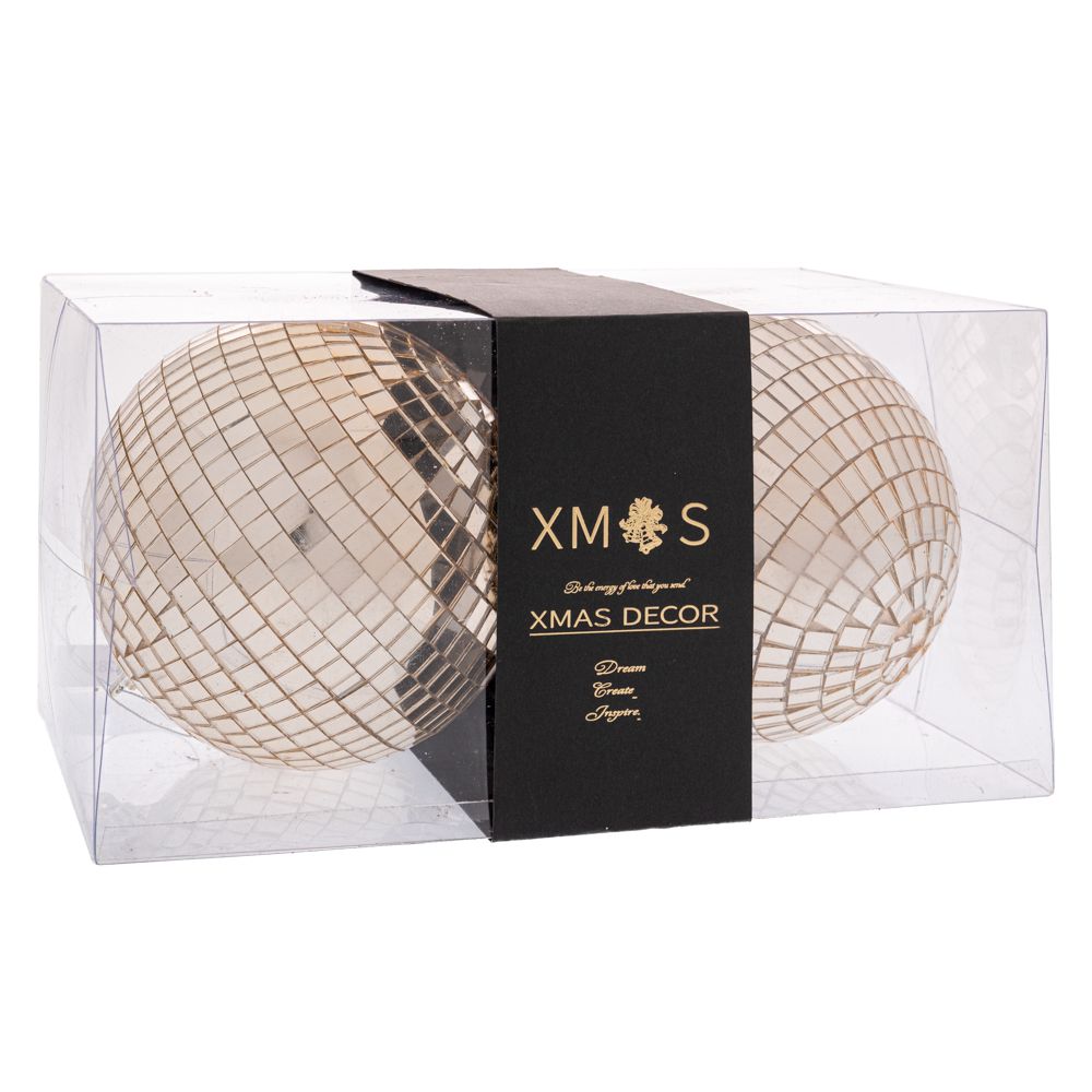 Set 2 Globuri Champagne Disco D15cm