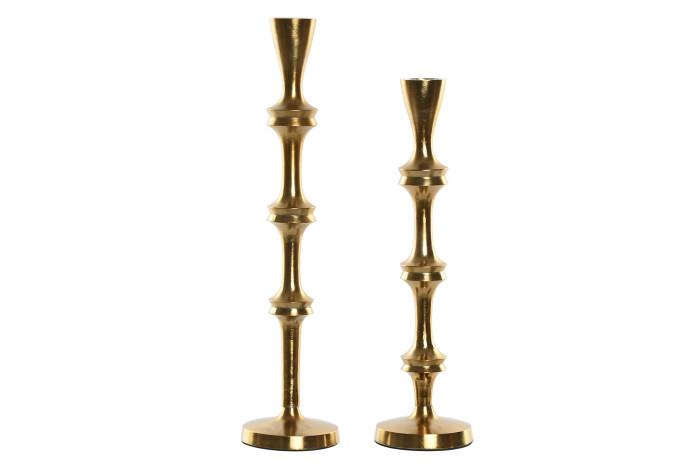 Set 2 Suporturi pentru Lumanari Gold din Aluminiu D8x36cm