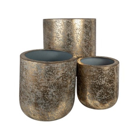 Set 3 Ghivece Antique Gold din Metal D40x40cm