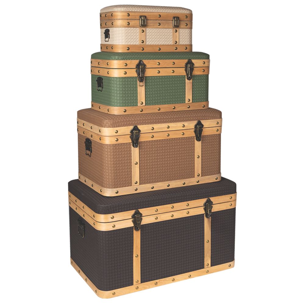 Set 4 Cufare Black din Lemn cu PU 69x43x41cm