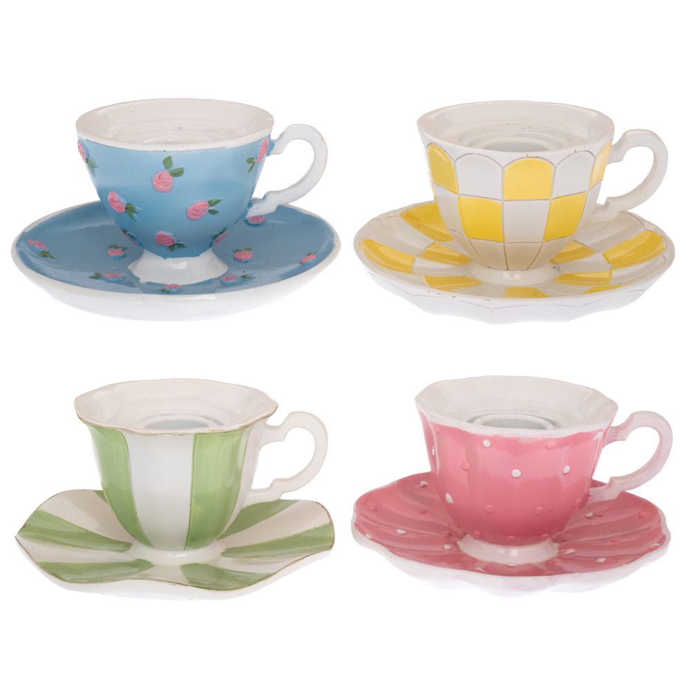 Suport pentru Lumanare Multicolor Teapot din Rasina D12x6cm