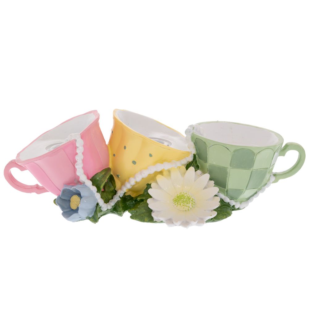 Suport pentru Lumanari Multicolor Teapot din Rasina 24x11x8cm