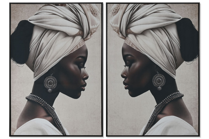 Tablou African Woman White Brown 83x123cm