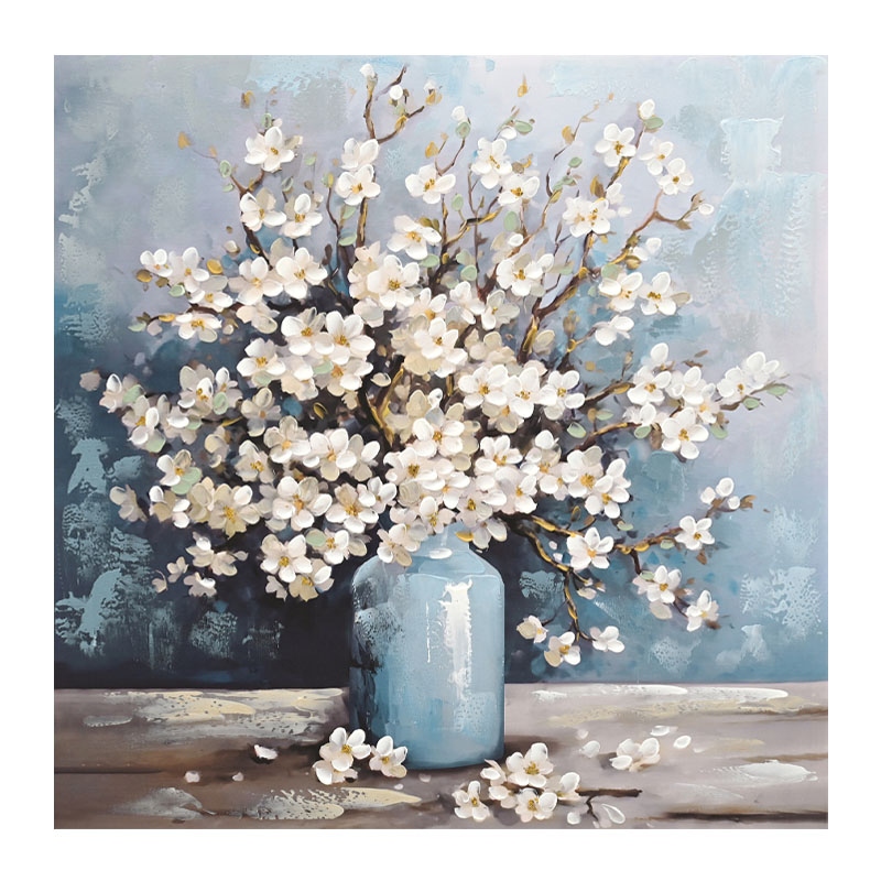 Tablou Blue White Vase of Daisies 80x80cm
