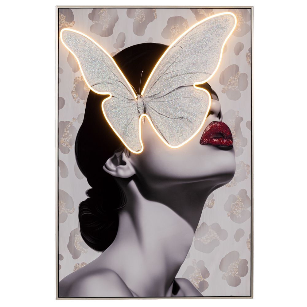 Tablou Butterfly Woman cu LED 80x120cm