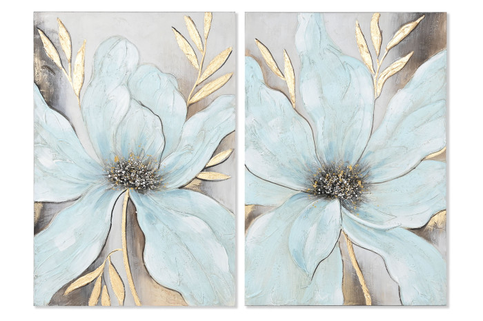 Tablou Light Blue Golden Flower 60x90cm