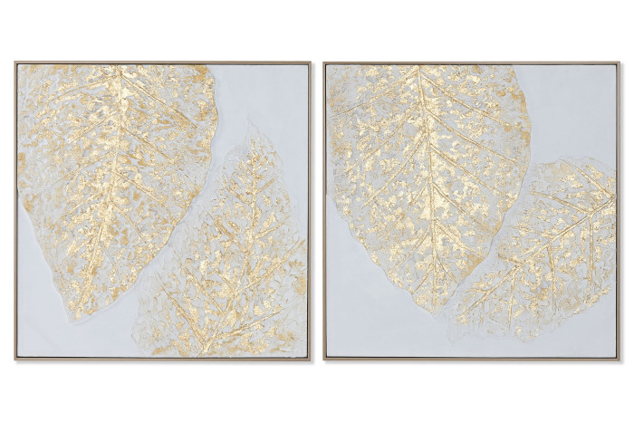 Tablou White Golden Leaves 82x5x82cm