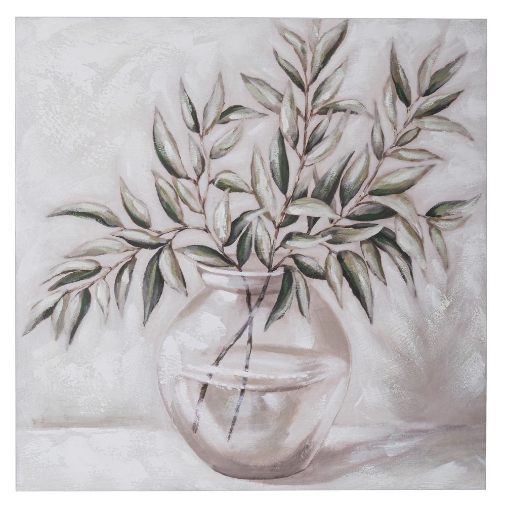 Tablou White Green Plant Vase 80x80cm