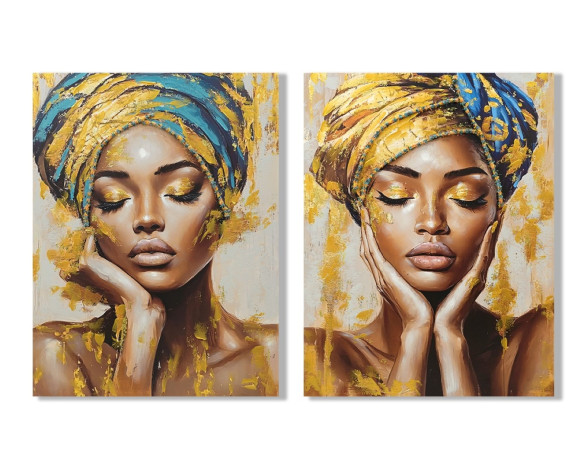 Tablou Yellow Blue Female 90x3x120cm