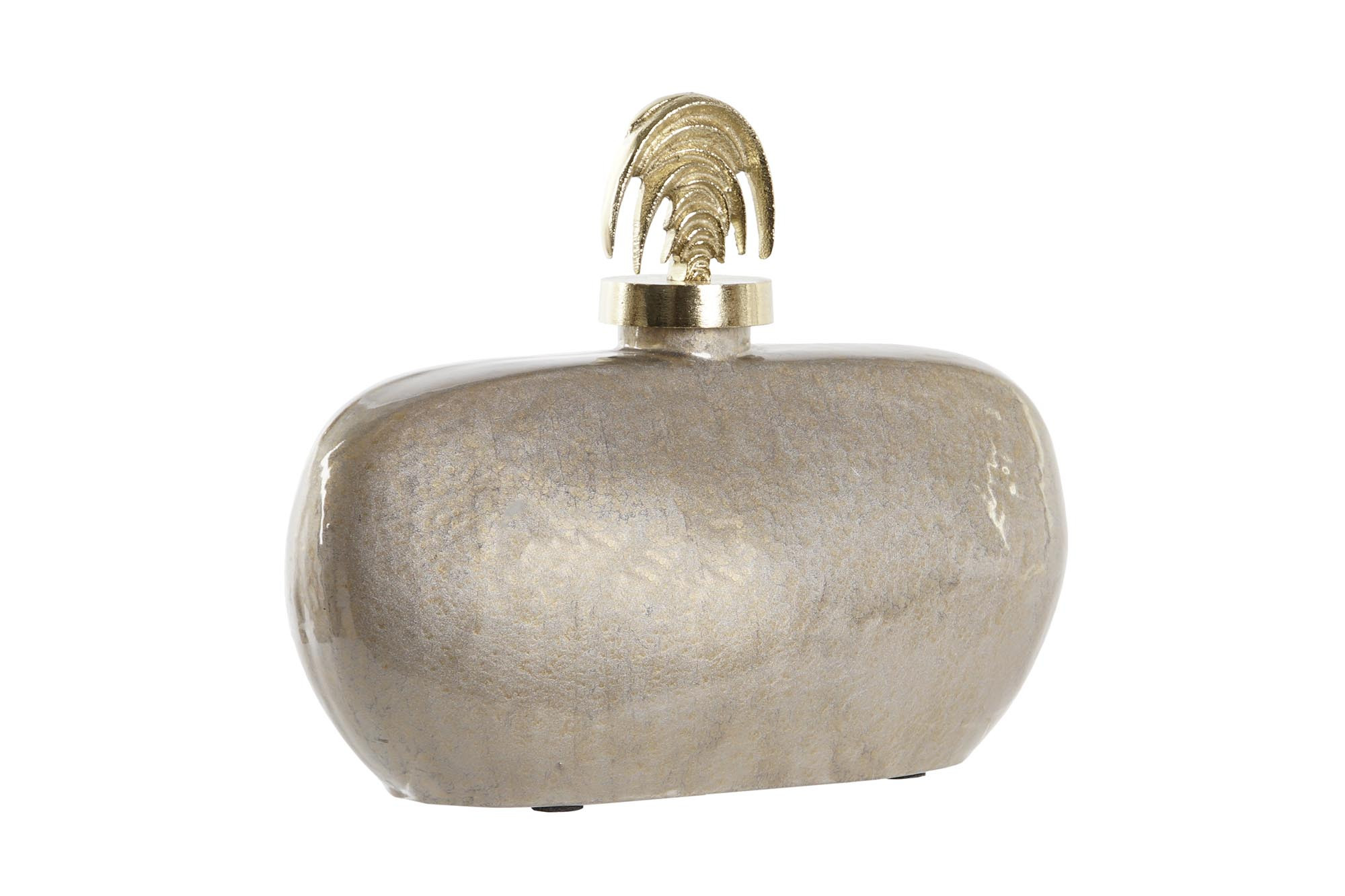 Vaza Beige din Sticla cu Aluminiu 30x12x26cm