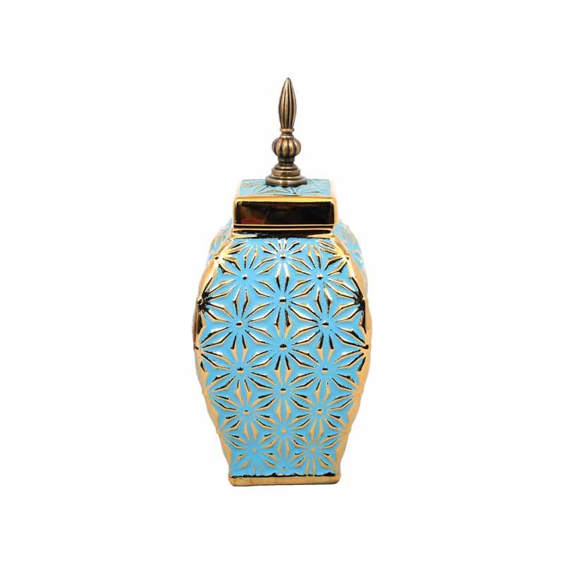 Vaza Blue Gold din Ceramica 14x14x33cm