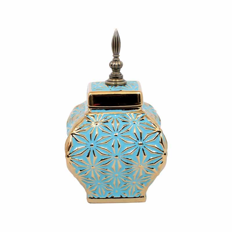 Vaza Blue Gold din Ceramica 14x18cm